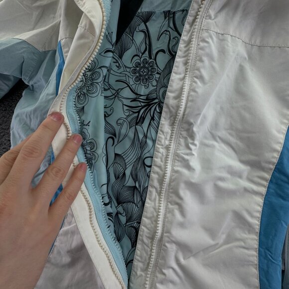 Columbia Jacket Girls Medium 10-12 White Blue Full Zip Hooded Whirlibird Youth - Picture 14 of 16